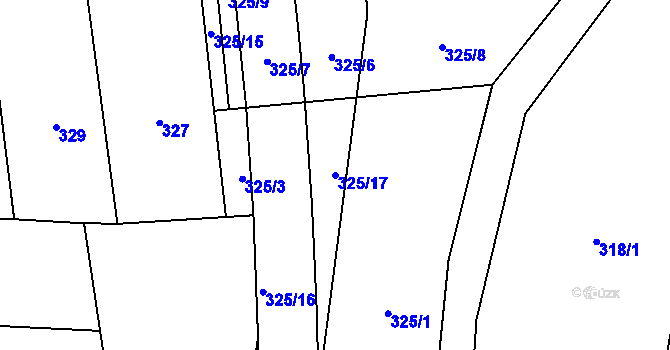 Parcela st. 325/17 v KÚ Zbůch, Katastrální mapa