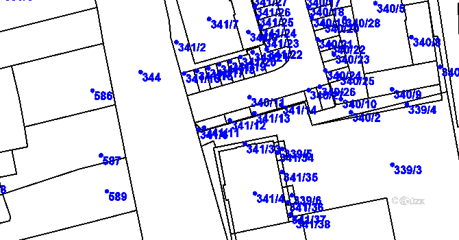 Parcela st. 341/12 v KÚ Zbůch, Katastrální mapa