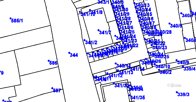 Parcela st. 341/17 v KÚ Zbůch, Katastrální mapa
