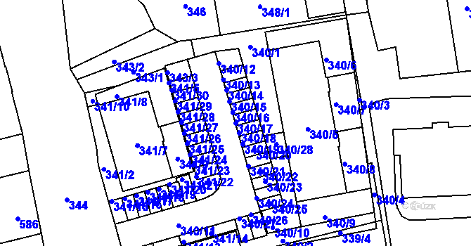 Parcela st. 340/17 v KÚ Zbůch, Katastrální mapa