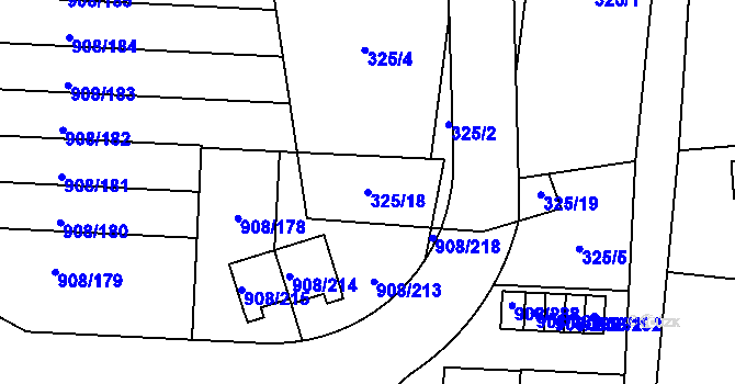 Parcela st. 325/18 v KÚ Zbůch, Katastrální mapa