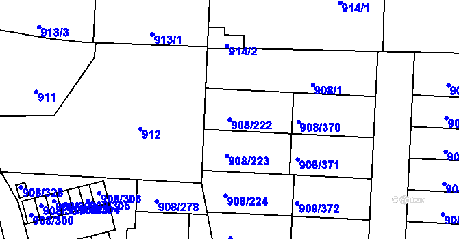 Parcela st. 908/222 v KÚ Zbůch, Katastrální mapa