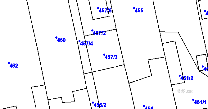 Parcela st. 457/3 v KÚ Zbůch, Katastrální mapa