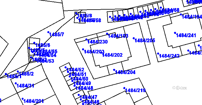 Parcela st. 1484/202 v KÚ Zbůch, Katastrální mapa