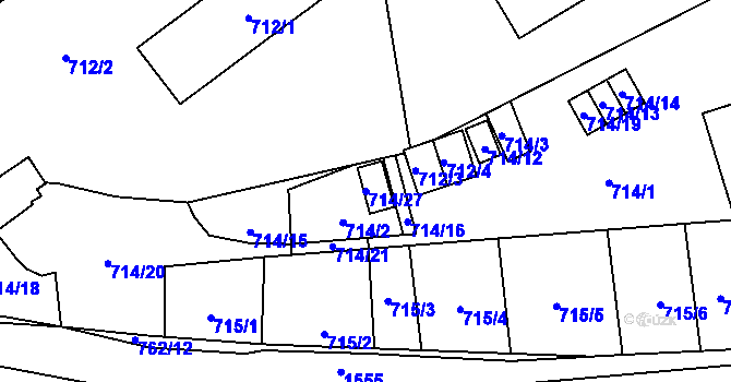 Parcela st. 714/27 v KÚ Zbůch, Katastrální mapa