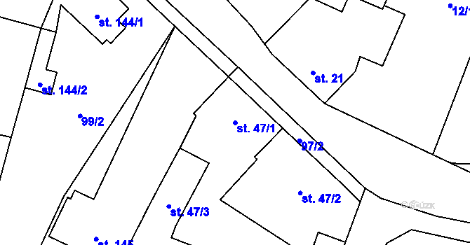 Parcela st. 47/1 v KÚ Zbuzany, Katastrální mapa
