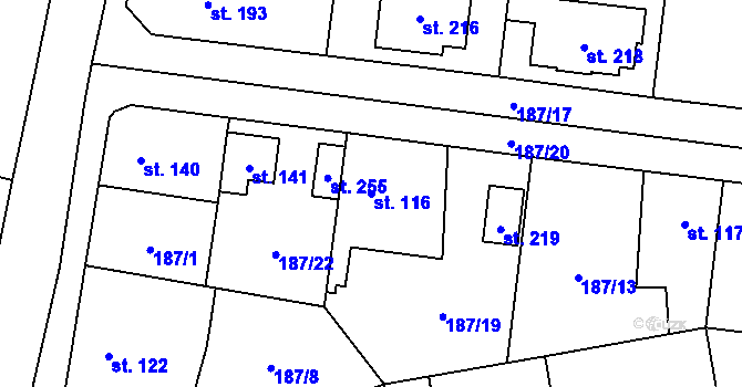 Parcela st. 116 v KÚ Zbuzany, Katastrální mapa