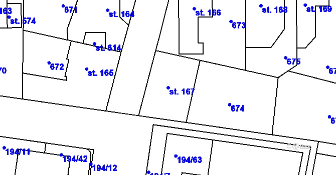 Parcela st. 167 v KÚ Zbuzany, Katastrální mapa