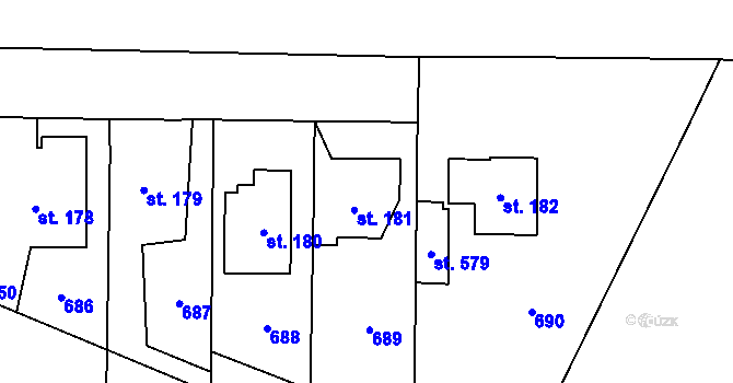 Parcela st. 181 v KÚ Zbuzany, Katastrální mapa