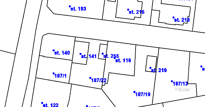Parcela st. 255 v KÚ Zbuzany, Katastrální mapa