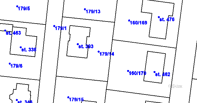 Parcela st. 179/14 v KÚ Zbuzany, Katastrální mapa