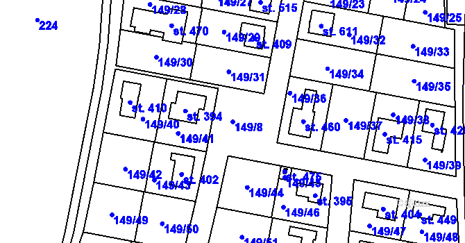 Parcela st. 149/8 v KÚ Zbuzany, Katastrální mapa