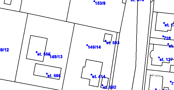Parcela st. 149/14 v KÚ Zbuzany, Katastrální mapa
