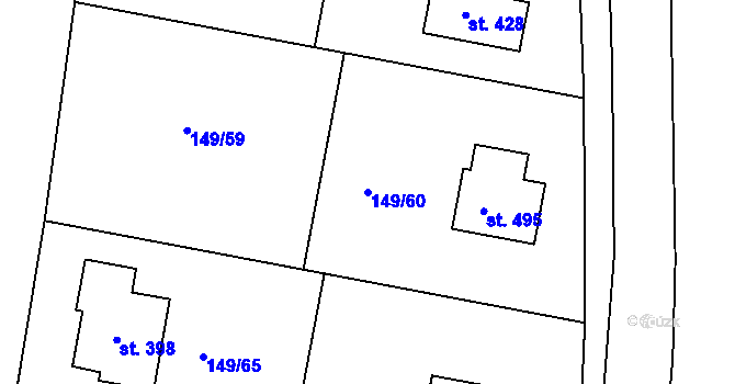 Parcela st. 149/60 v KÚ Zbuzany, Katastrální mapa