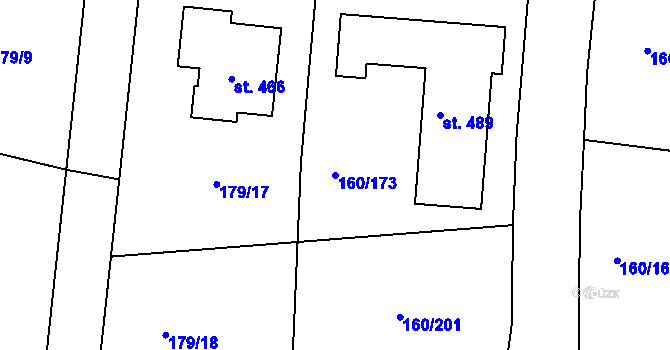 Parcela st. 160/173 v KÚ Zbuzany, Katastrální mapa