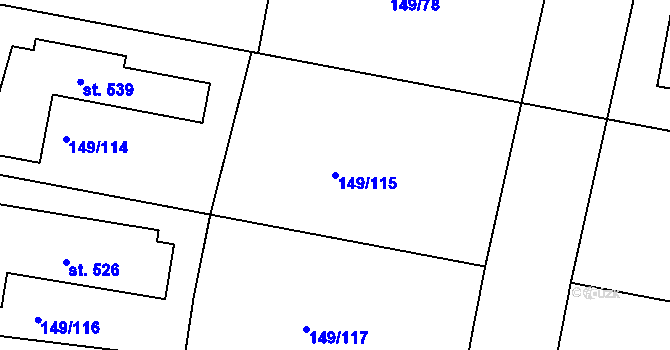 Parcela st. 149/115 v KÚ Zbuzany, Katastrální mapa