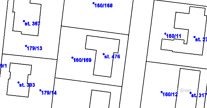 Parcela st. 476 v KÚ Zbuzany, Katastrální mapa