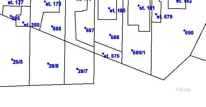 Parcela st. 575 v KÚ Zbuzany, Katastrální mapa