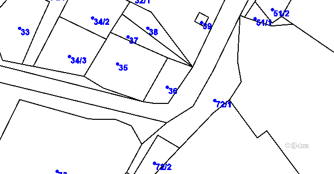 Parcela st. 36 v KÚ Zbyny, Katastrální mapa