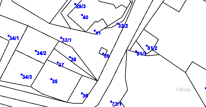 Parcela st. 39 v KÚ Zbyny, Katastrální mapa