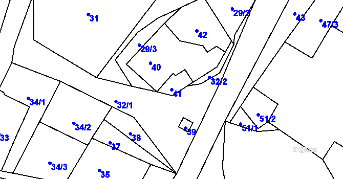Parcela st. 41 v KÚ Zbyny, Katastrální mapa