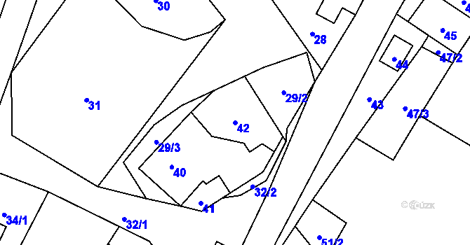Parcela st. 42 v KÚ Zbyny, Katastrální mapa