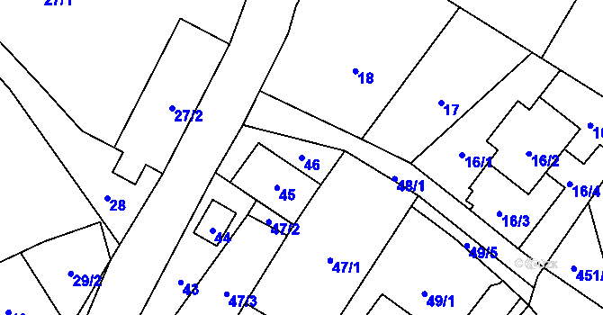 Parcela st. 46 v KÚ Zbyny, Katastrální mapa