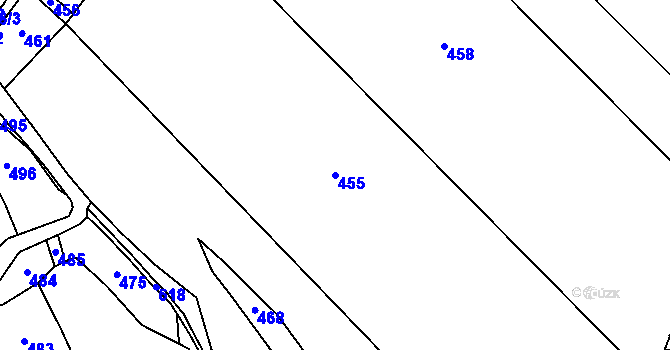 Parcela st. 455 v KÚ Zbyny, Katastrální mapa