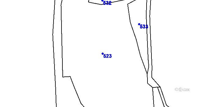 Parcela st. 523 v KÚ Zbyny, Katastrální mapa