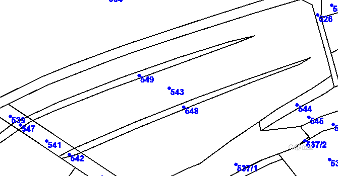 Parcela st. 543 v KÚ Zbyny, Katastrální mapa