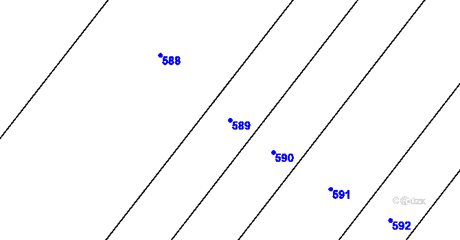 Parcela st. 589 v KÚ Zbyny, Katastrální mapa