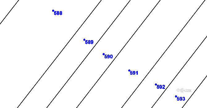 Parcela st. 590 v KÚ Zbyny, Katastrální mapa