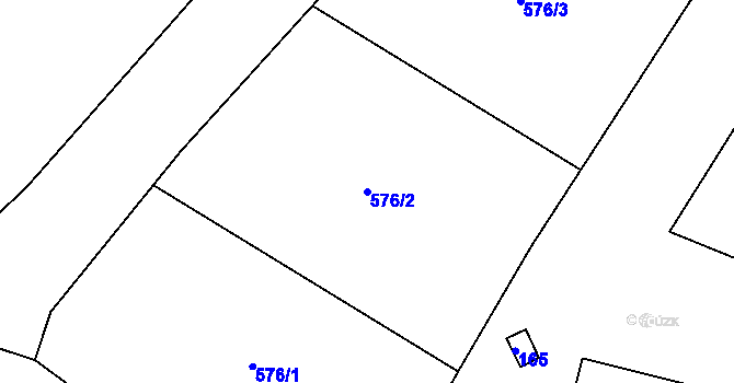 Parcela st. 576/2 v KÚ Zbyny, Katastrální mapa