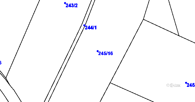 Parcela st. 245/16 v KÚ Damírov, Katastrální mapa