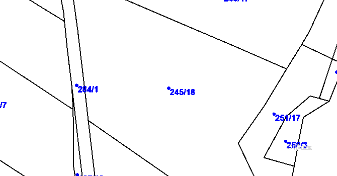 Parcela st. 245/18 v KÚ Damírov, Katastrální mapa