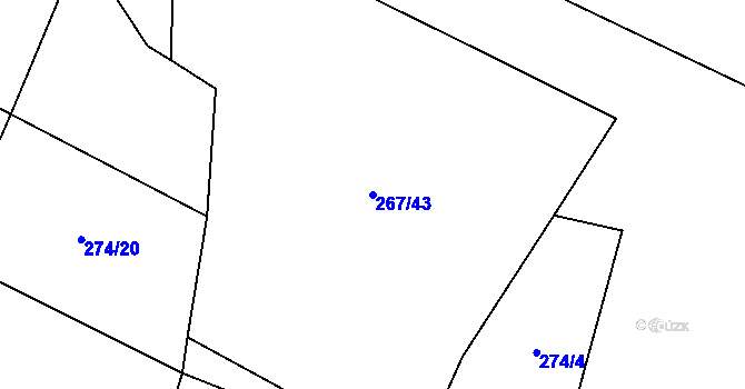 Parcela st. 267/43 v KÚ Damírov, Katastrální mapa