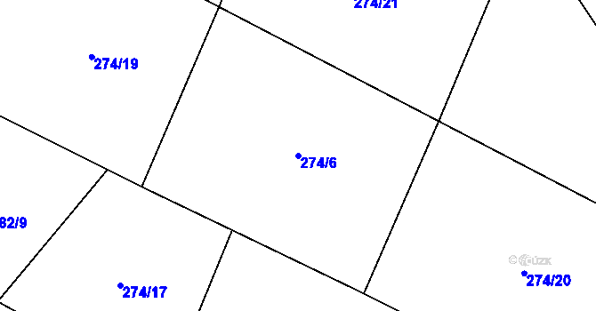 Parcela st. 274/6 v KÚ Damírov, Katastrální mapa