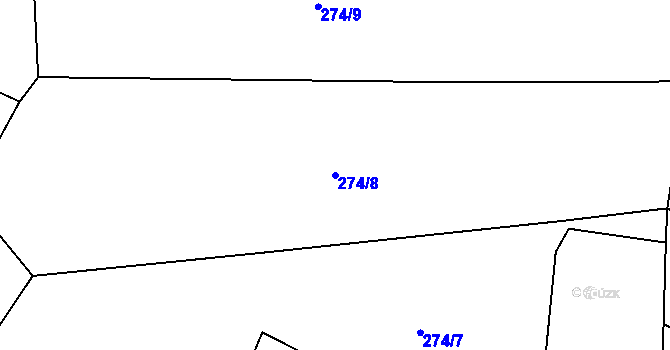 Parcela st. 274/8 v KÚ Damírov, Katastrální mapa