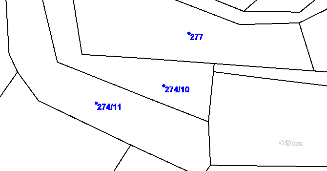 Parcela st. 274/10 v KÚ Damírov, Katastrální mapa