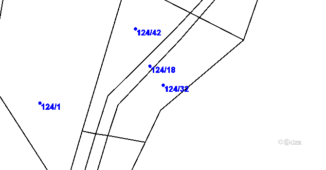 Parcela st. 124/32 v KÚ Damírov, Katastrální mapa