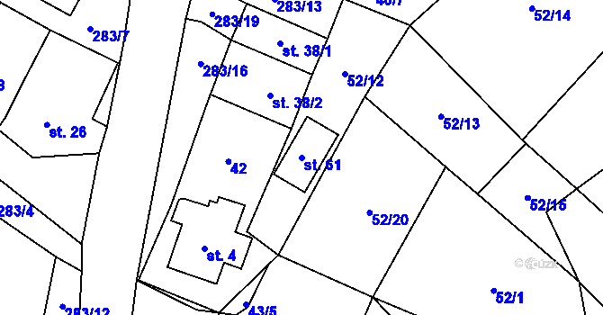 Parcela st. 61 v KÚ Damírov, Katastrální mapa
