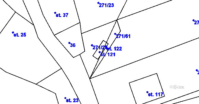 Parcela st. 121 v KÚ Dobrovítov, Katastrální mapa