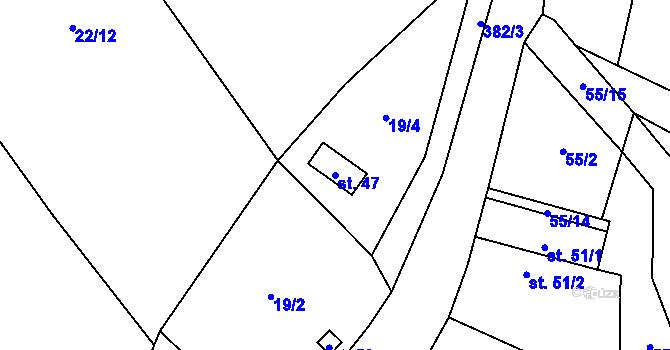 Parcela st. 47 v KÚ Chlum u Zbýšova, Katastrální mapa