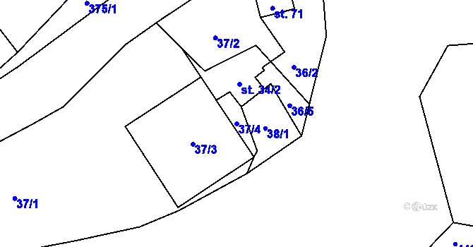 Parcela st. 37/4 v KÚ Chlum u Zbýšova, Katastrální mapa