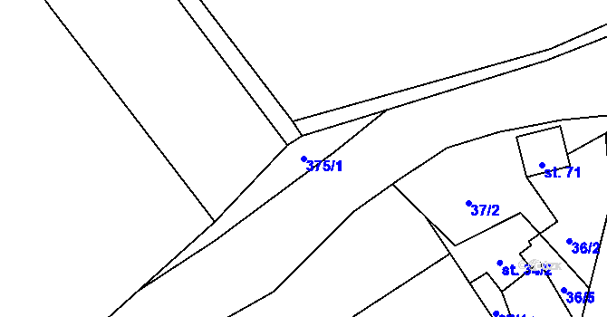Parcela st. 375/1 v KÚ Chlum u Zbýšova, Katastrální mapa