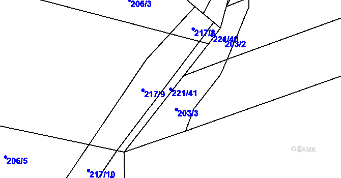 Parcela st. 221/41 v KÚ Chlum u Zbýšova, Katastrální mapa