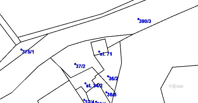 Parcela st. 71 v KÚ Chlum u Zbýšova, Katastrální mapa
