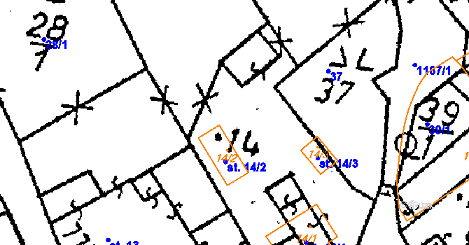 Parcela st. 14 v KÚ Klucké Chvalovice, Katastrální mapa