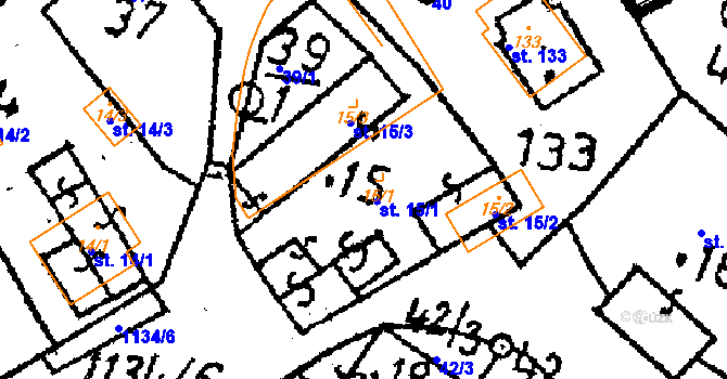 Parcela st. 15 v KÚ Klucké Chvalovice, Katastrální mapa