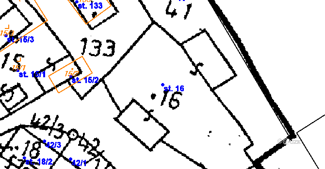 Parcela st. 16 v KÚ Klucké Chvalovice, Katastrální mapa